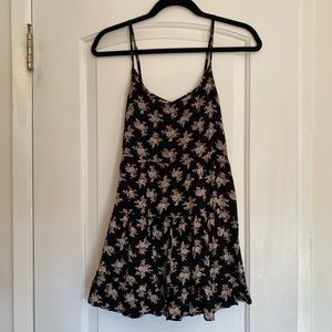 Black and white floral mini dress